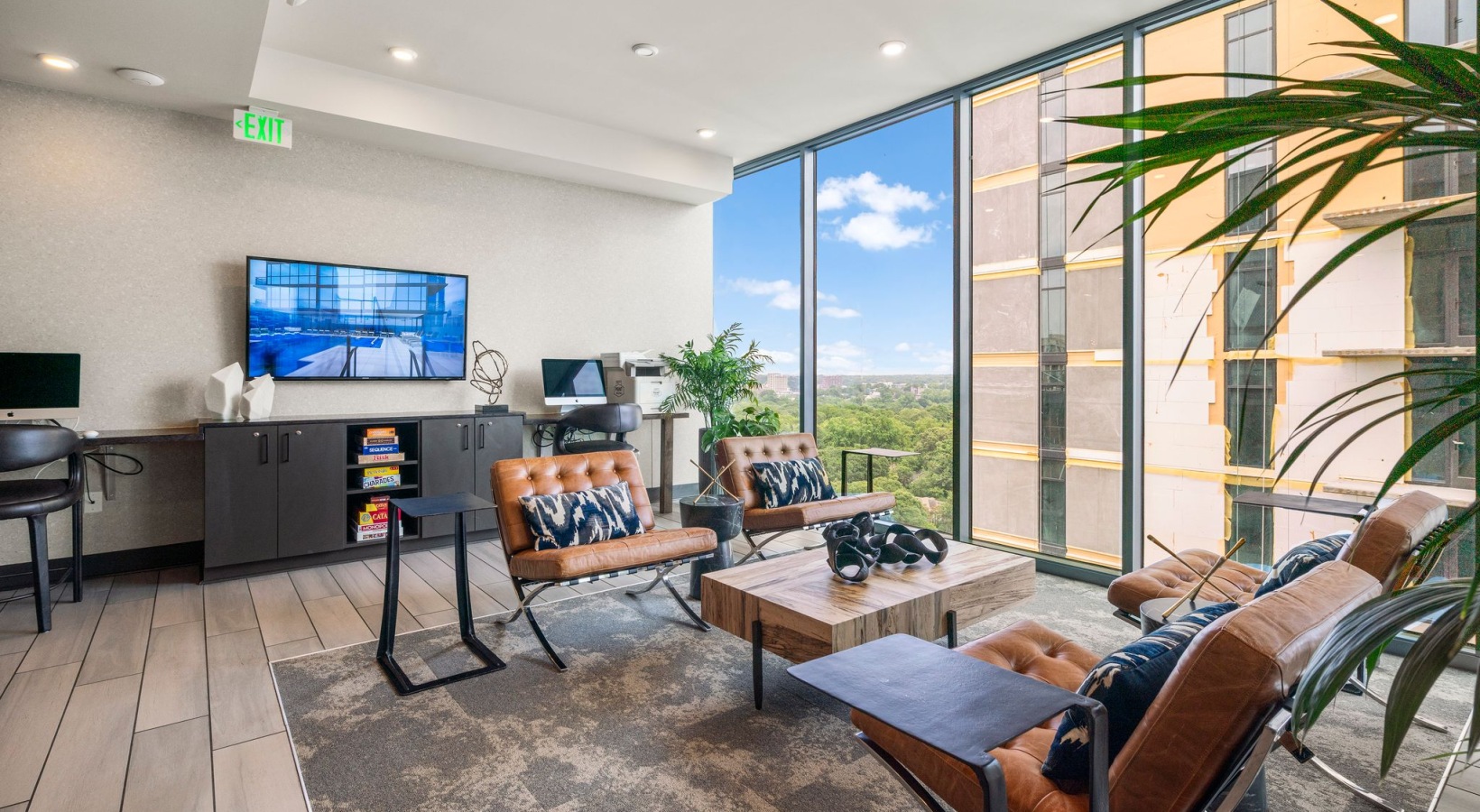 Sky Club with Business Center and Lounge Seating